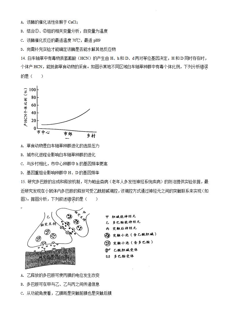 2022年廣東高考生物試卷及答案解析