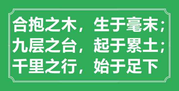 “合抱之木，生于毫末；九層之臺，起于累土；千里之行，始于足下”意思出處