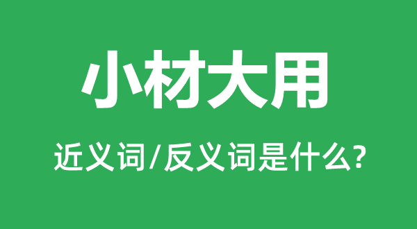 小材大用的近義詞和反義詞是什么,小材大用是什么意思
