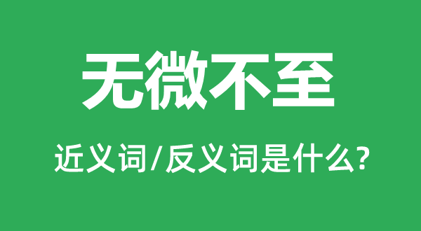 無微不至的近義詞和反義詞是什么,無微不至是什么意思