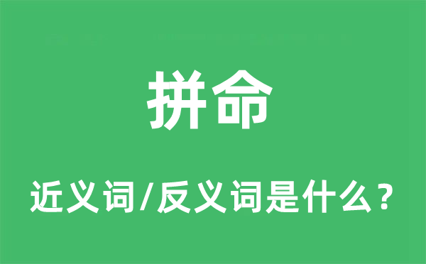 拼命的近義詞和反義詞是什么,拼命是什么意思