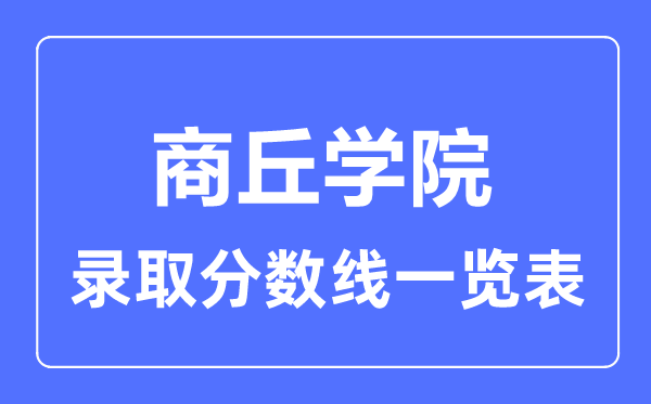 2023年高考多少分能上商丘學院？附各省錄取分數線