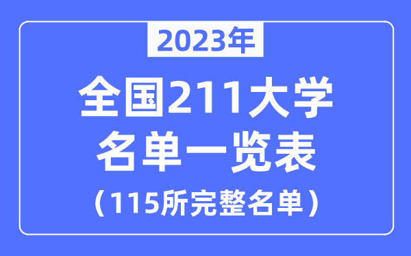 2023年全國211大學名單一覽表（115所完整名單）