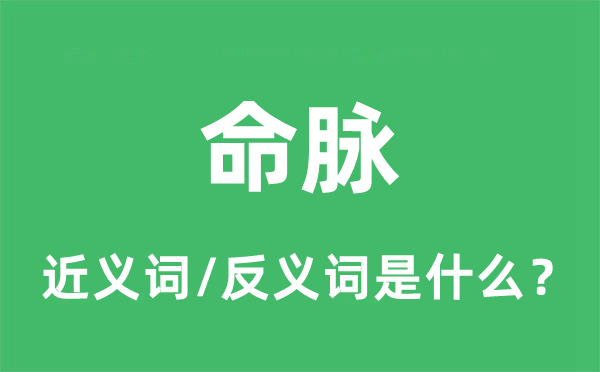 命脈的近義詞和反義詞是什么,命脈是什么意思