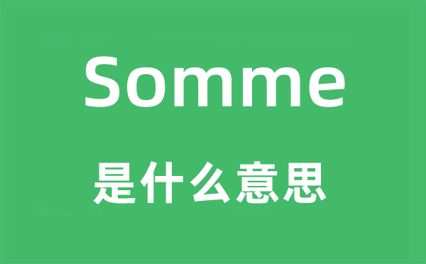 Somme是什么意思,Somme怎么讀,中文翻譯是什么