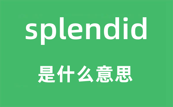 splendid是什么意思,splendid怎么讀,中文翻譯是什么