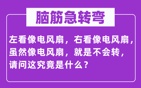 腦筋急轉彎：左看像電風扇，右看像電風扇，雖然像電風扇，就是不會轉，請問這究竟是什么？