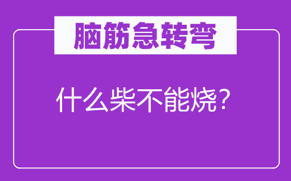 腦筋急轉彎：什么柴不能燒？