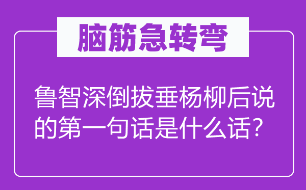 腦筋急轉彎：魯智深倒拔垂楊柳后說的第一句話是什么話？