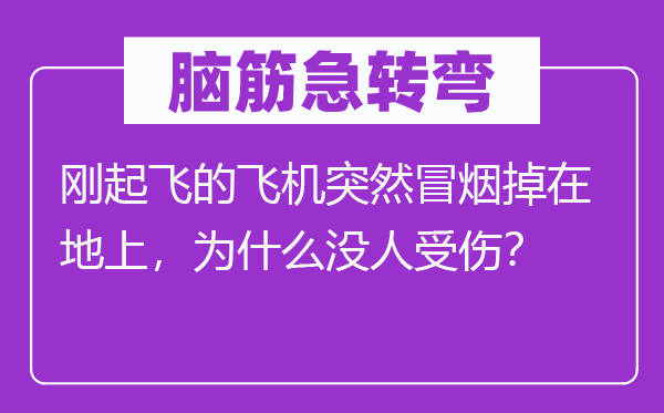 腦筋急轉彎：剛起飛的飛機突然冒煙掉在地上，為什么沒人受傷？