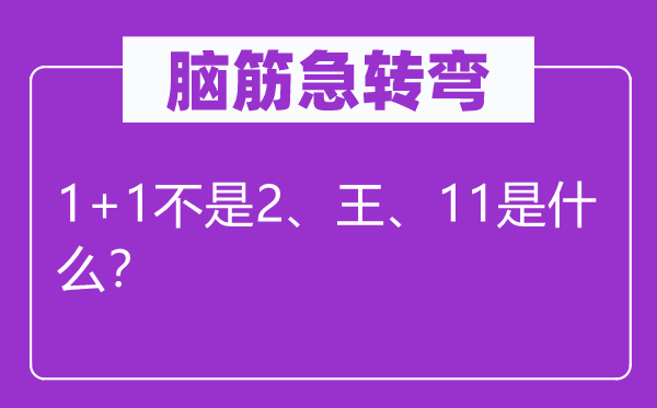 腦筋急轉彎：1+1不是2、王、11是什么？