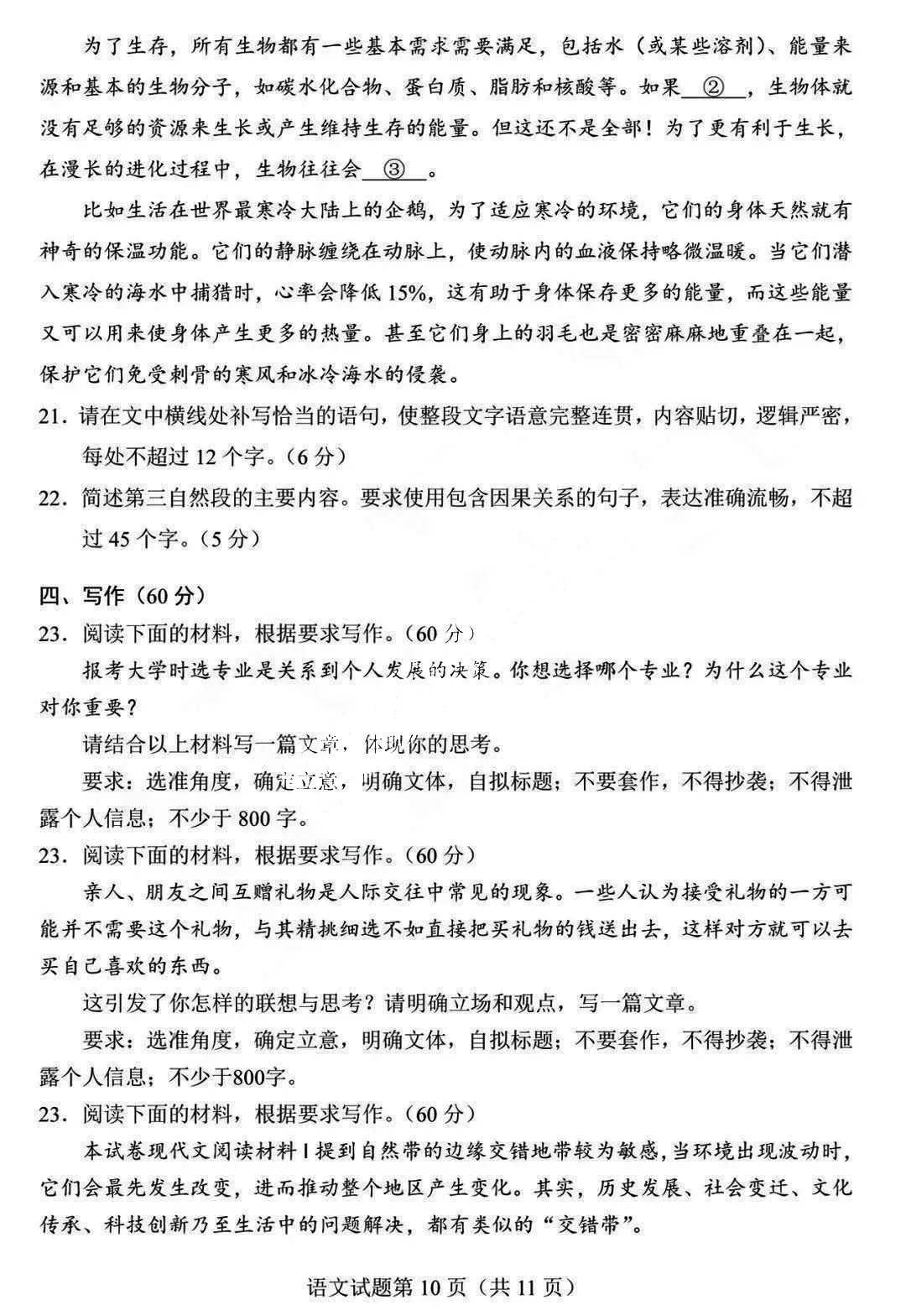 新高考2024年七省聯(lián)考語文試卷及答案解析
