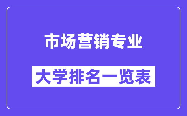 全國市場營銷專業大學排名一覽表（最新排行榜）