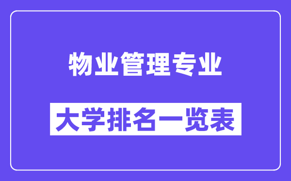 全國物業管理專業大學排名一覽表（最新排行榜）