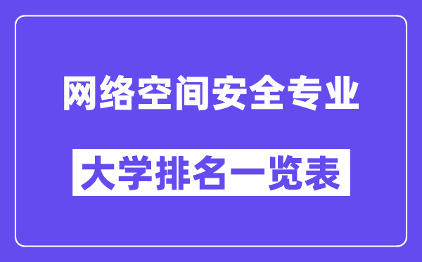 全國網絡空間安全專業大學排名一覽表(最新排行榜)