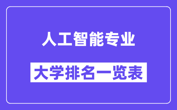 全國人工智能專業大學排名一覽表（最新排行榜）