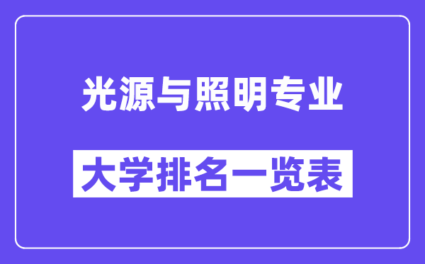 全國光源與照明專業大學排名一覽表（最新排行榜）