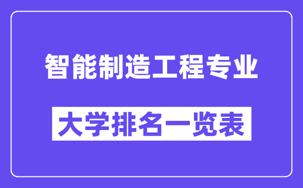 全國智能制造工程專業大學排名一覽表（最新排行榜）