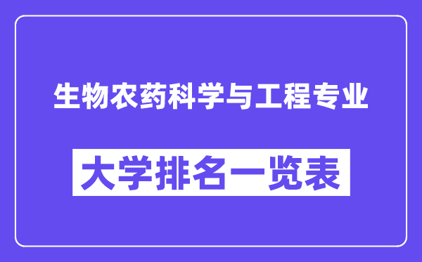 全國生物農藥科學與工程專業大學排名一覽表(最新排行榜)