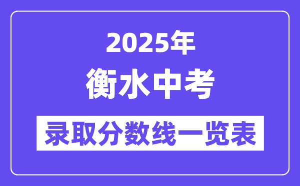 2025年衡水中考各高中錄取分數(shù)線一覽表