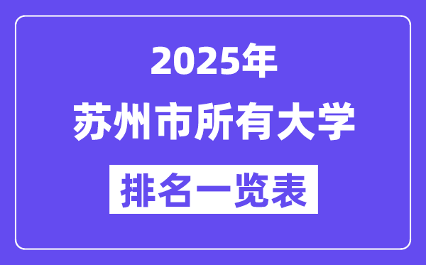2025年蘇州市所有大學排名一覽表（25所完整版）