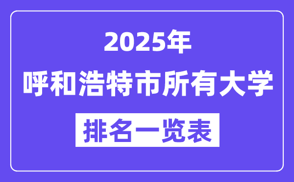 2025年呼和浩特市所有大學排名一覽表（24所完整版）