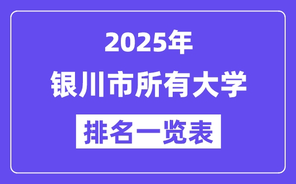2025年銀川市所有大學排名一覽表（17所完整版）