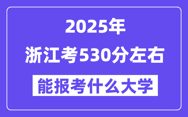 2025年浙江考530分左右能報(bào)考上什么大學(xué)?附位次排名對照表