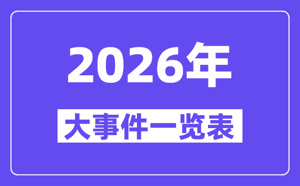 2026年大事件一覽表,2026大事記,2026大事時(shí)間軸