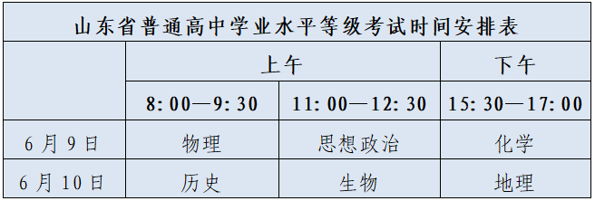 山東高考時間2026年時間表,各科目具體時間安排一覽表