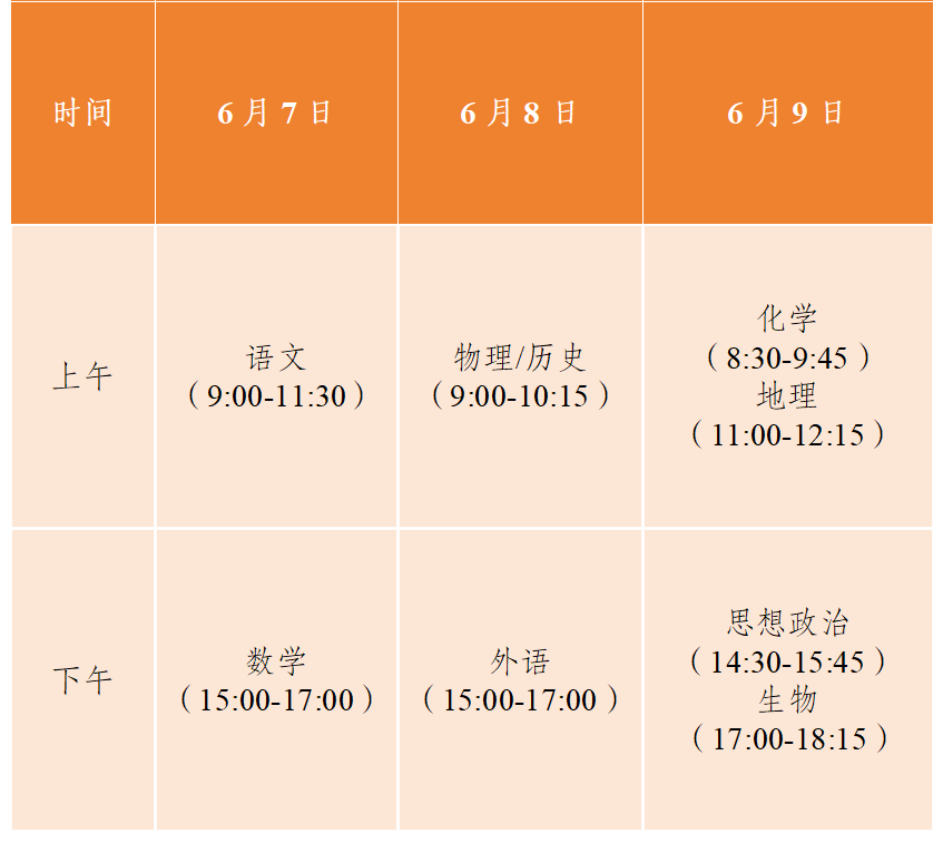 江蘇高考時間2026年時間表,各科目具體時間安排一覽表