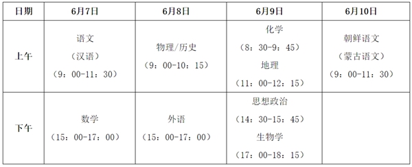 黑龍江高考時間2026年時間表,各科目具體時間安排一覽表