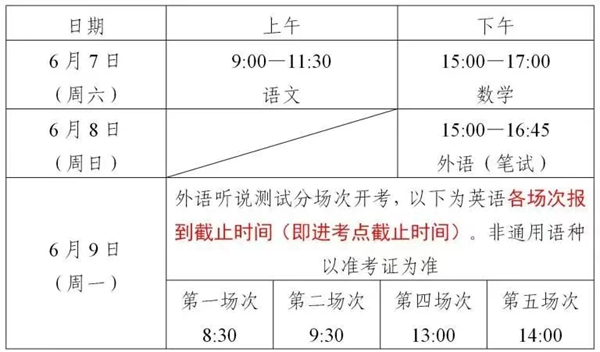 上海高考時間2026年時間表,各科目具體時間安排一覽表
