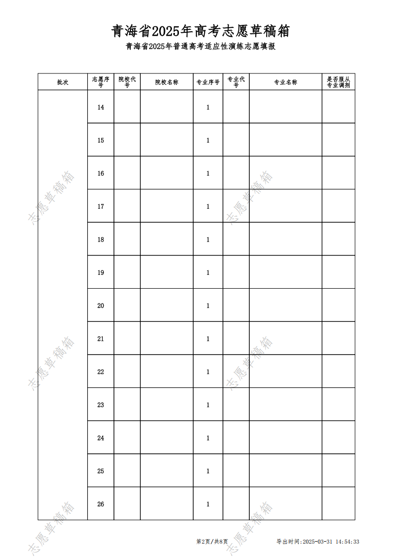 2026年青海高考志愿表格填寫范本(附查找入口及志愿數量)